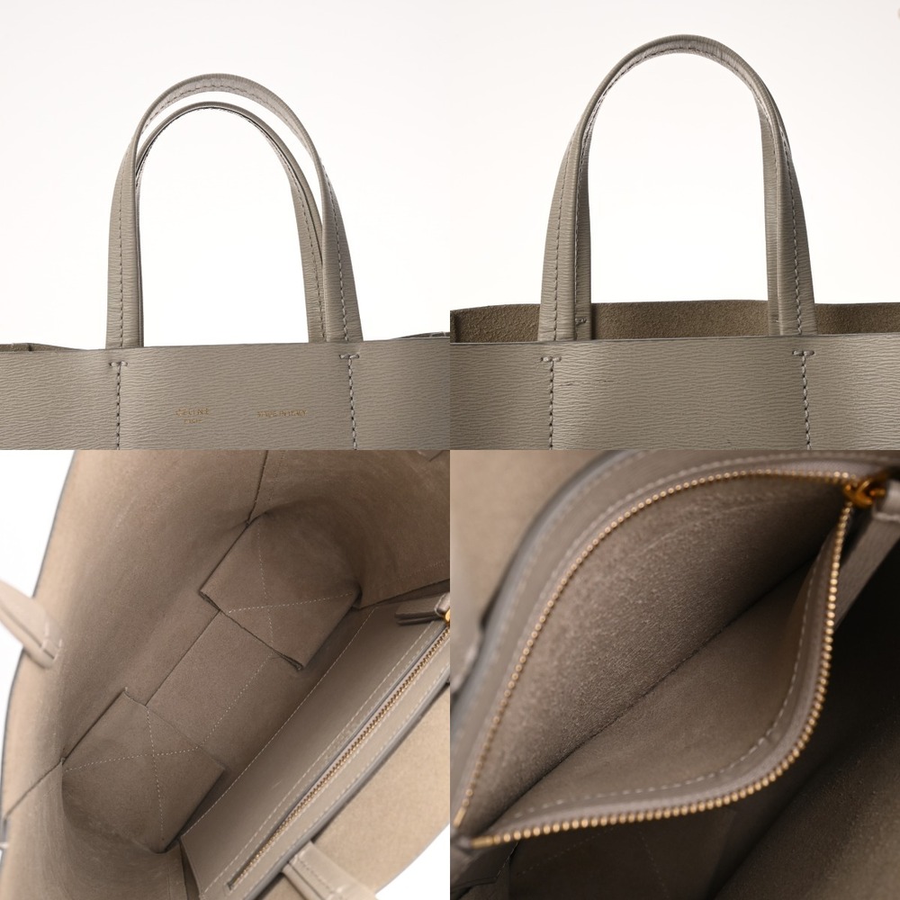 Celine Vertical Cabas Gray Leather Tote Bag - Picture 7 of 9